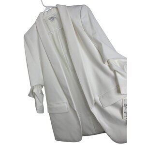 Rare Womens Bar III White Knit Shawl Collar Blazer S 3/4 Scrunch Sleeves NWT